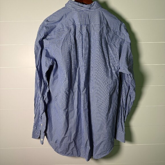 Ralph Lauren Long Sleeve Button Up Classic Fit Blue White Check Sz Large TALL - Picture 3 of 9